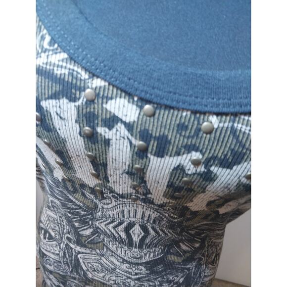 Affliction Vintage Graphic "Dead Or Alive" Lace-Up Dress. L - Picture 13 of 15